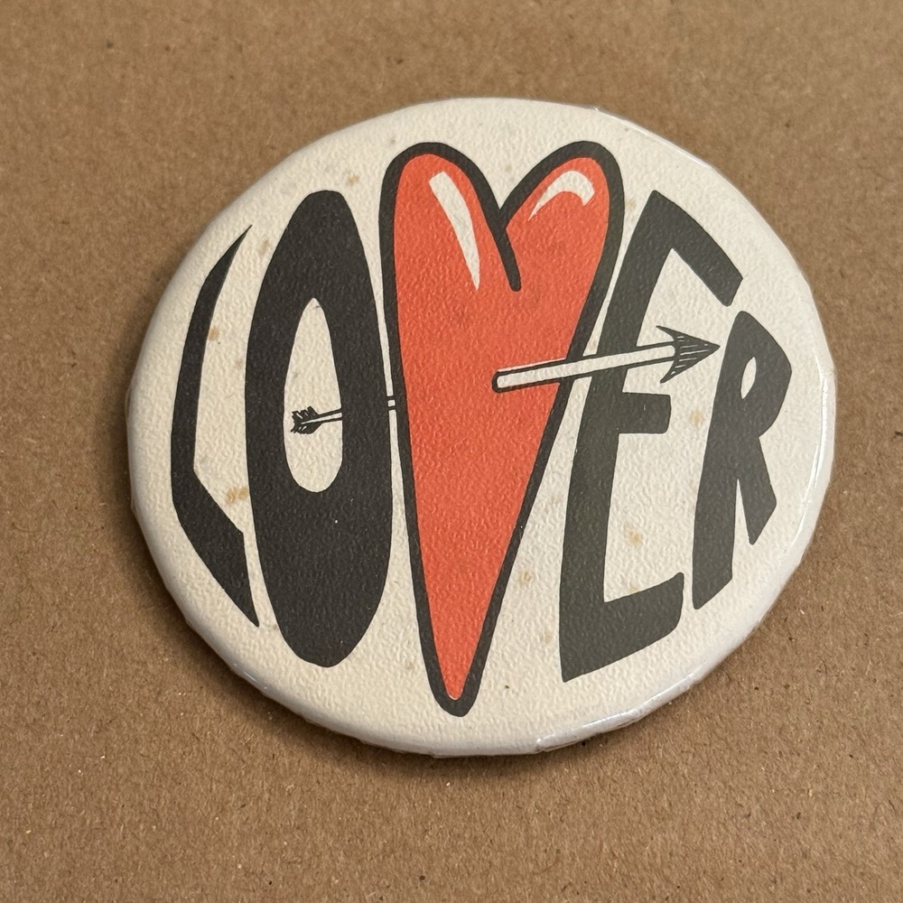 Lover Heart Valentines Day Vintage Pinback Button Pin Round Circle